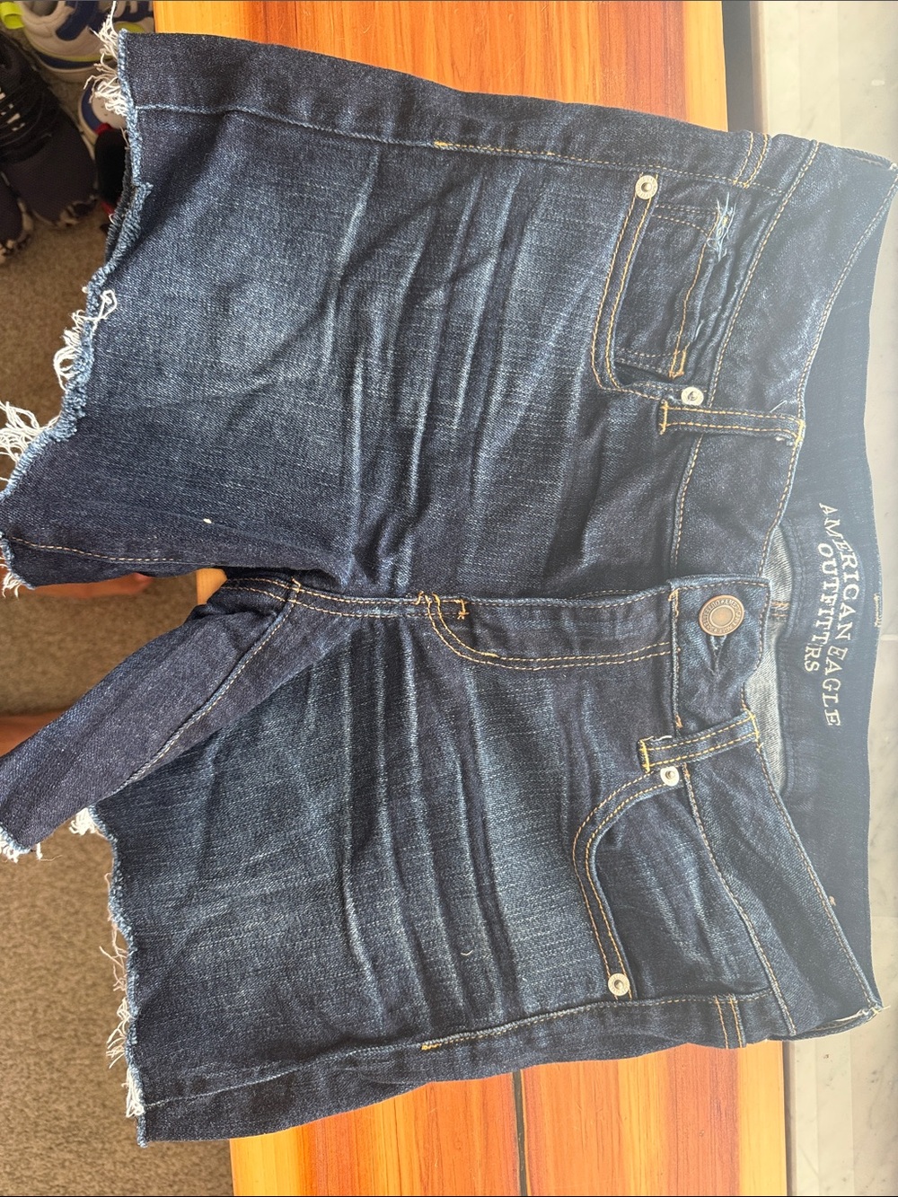 American Eagle Outfitters Dark Indigo High-Rise Denim Shorts